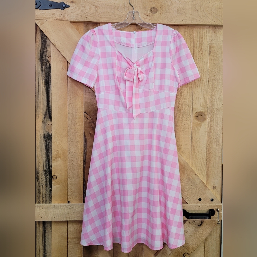 Pink Gingham Dress ~ Med